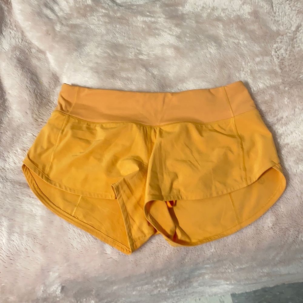 orange lululemon shorts 2.5